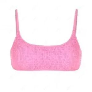 H&M Pink Ruched Smocked Bikini Top